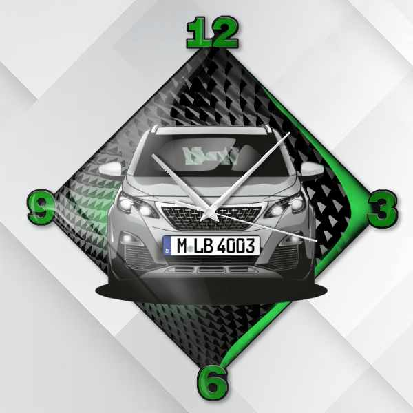 5008 Wanduhr personalisiert mit deinem Auto u. Kennzeichen!