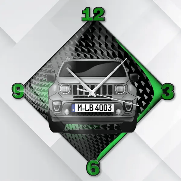 Renegade Wanduhr personalisiert mit deinem Auto u. Kennzeichen!