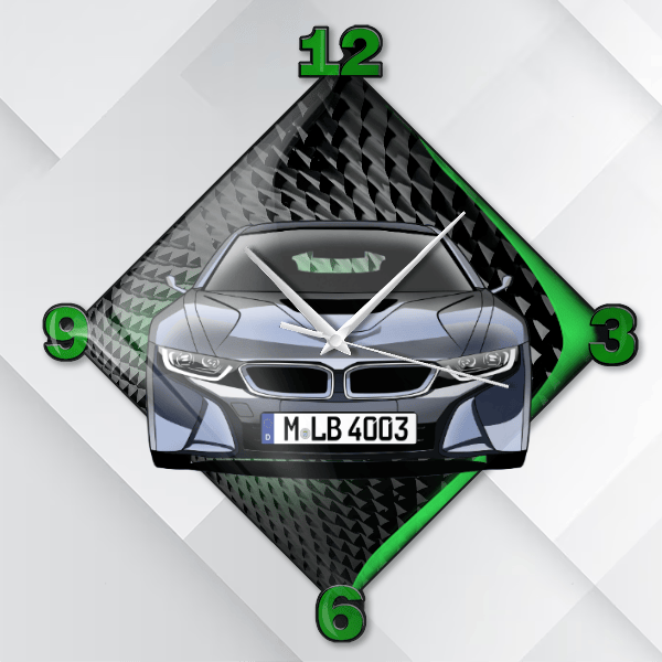 i8 Coupe Wanduhr personalisiert mit deinem Auto u. Kennzeichen!