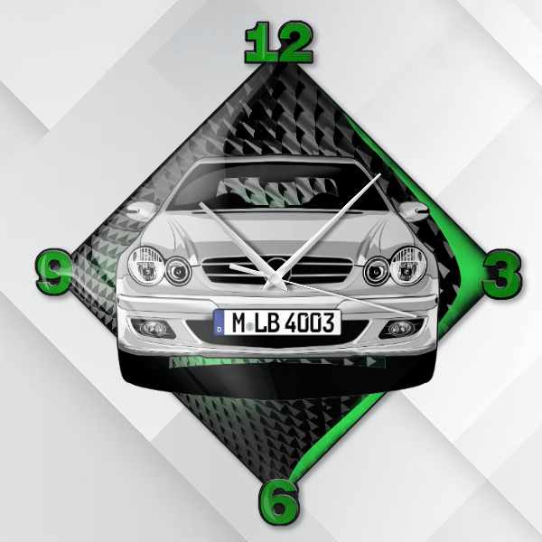 CLK Wanduhr personalisiert mit deinem Auto u. Kennzeichen!