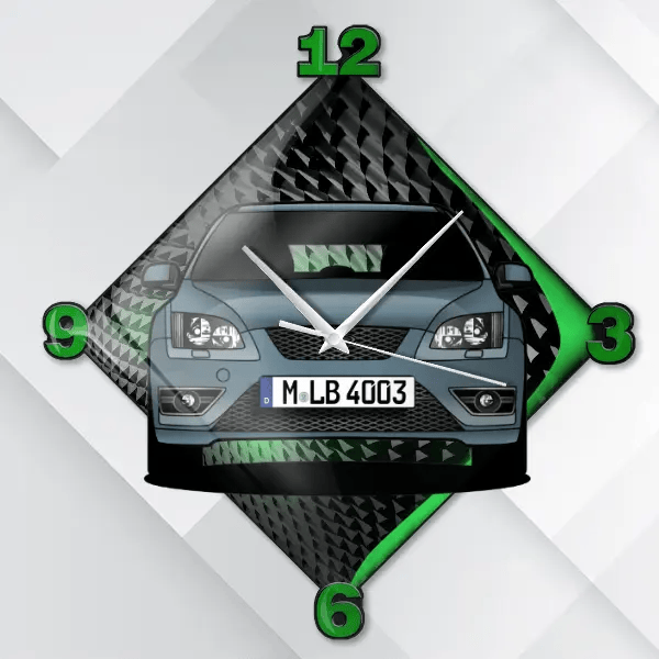 Focus ST Wanduhr personalisiert mit deinem Auto u. Kennzeichen!