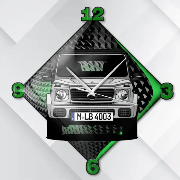 G-Klasse Wanduhr personalisiert mit deinem Auto u. Kennzeichen!