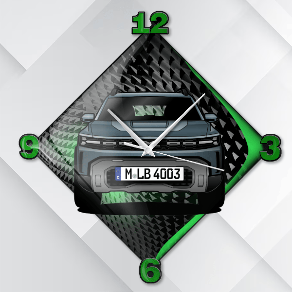 Duster Wanduhr personalisiert mit deinem Auto u. Kennzeichen!