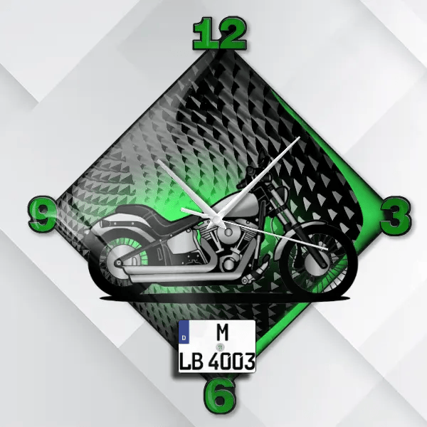 Blackline Wanduhr personalisiert mit deinem Motorrad u. Kennzeichen!
