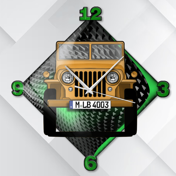 Willys Wanduhr personalisiert mit deinem Auto u. Kennzeichen!
