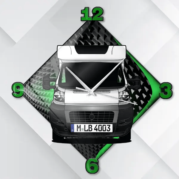 Ducato Pilote Wanduhr personalisiert mit deinem Wohnwagen u. Kennzeichen!