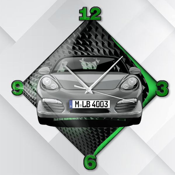 Boxster Wanduhr personalisiert mit deinem Auto u. Kennzeichen!