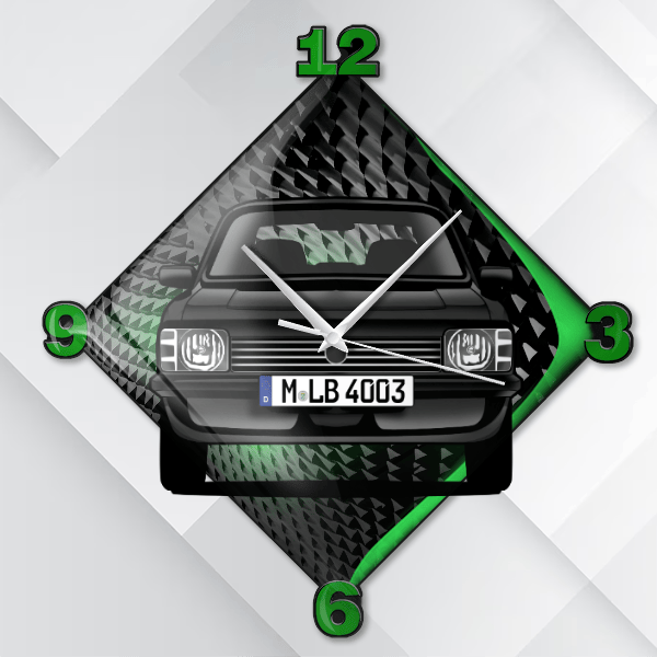 Kadett Sport (5-Türer) Wanduhr personalisiert mit deinem Auto u. Kennzeichen!