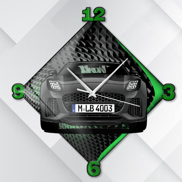F-Type SVR Wanduhr personalisiert mit deinem Auto u. Kennzeichen!