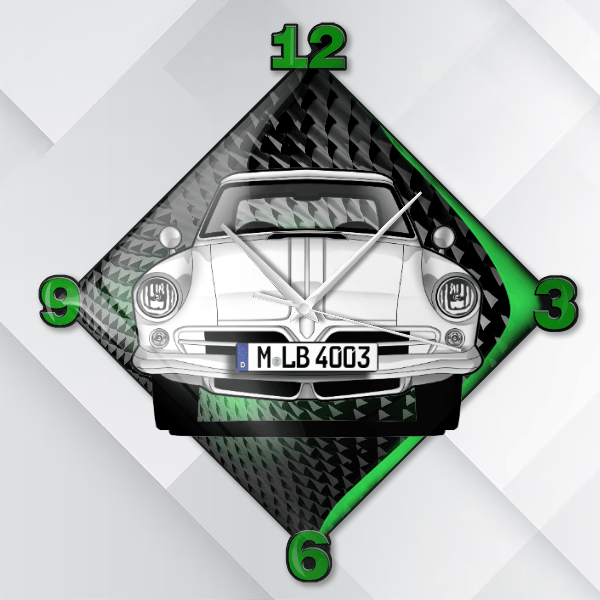 Wankel Spider Wanduhr personalisiert mit deinem Auto u. Kennzeichen!