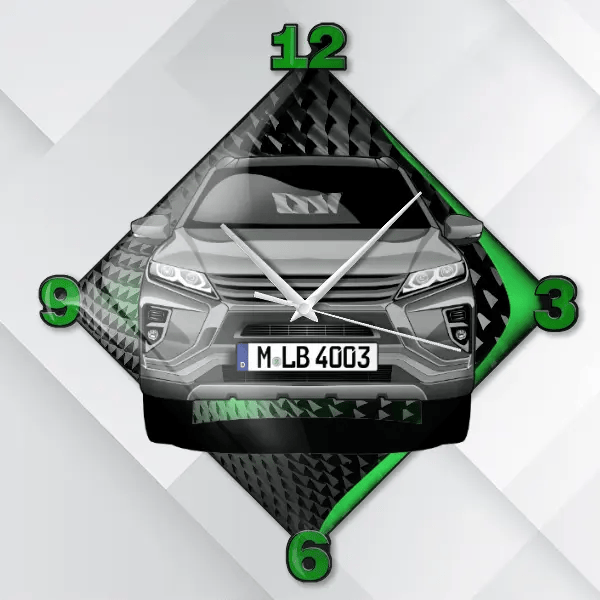 Eclipse Cross Wanduhr personalisiert mit deinem Auto u. Kennzeichen!