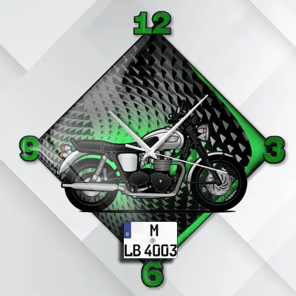 Bonneville T100 Wanduhr personalisiert mit deinem Motorrad u. Kennzeichen!