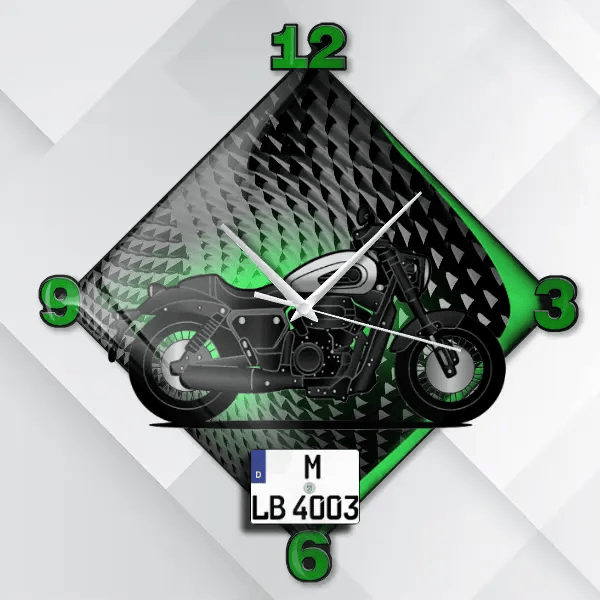 V302 C Wanduhr personalisiert mit deinem Motorrad u. Kennzeichen!