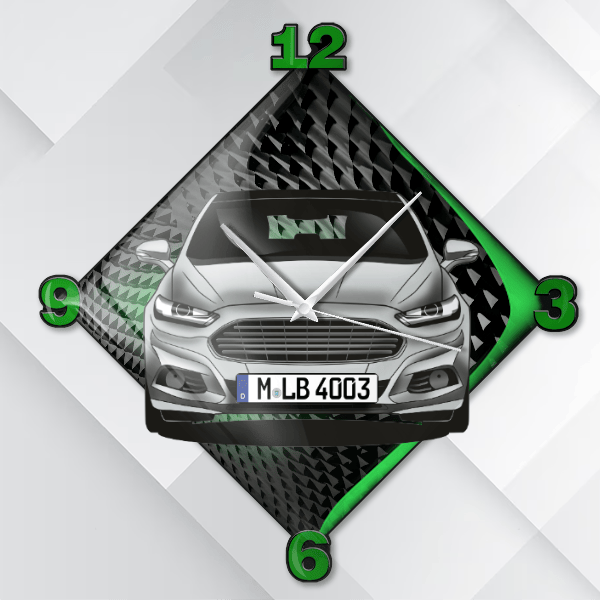 Mondeo Limousine Wanduhr personalisiert mit deinem Auto u. Kennzeichen!