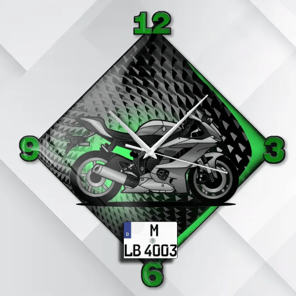 YZF-R6 Wanduhr personalisiert mit deinem Motorrad u. Kennzeichen!