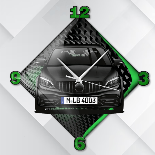 C63 Wanduhr personalisiert mit deinem Auto u. Kennzeichen!