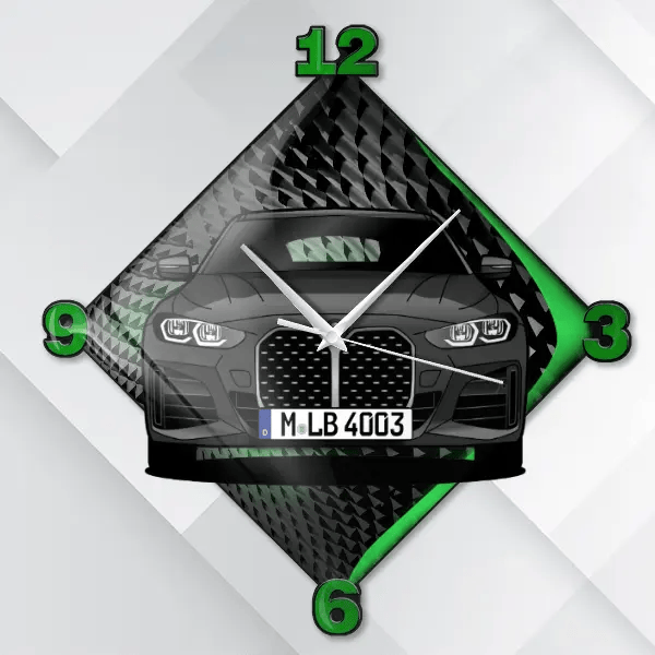 4er Reihe Gran Coupe Wanduhr personalisiert mit deinem Auto u. Kennzeichen!