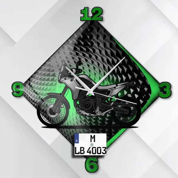 XTZ 698 Tenere 700 Wanduhr personalisiert mit deinem Motorrad u. Kennzeichen!