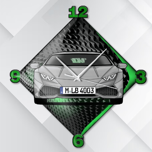 Huracan Coupe Wanduhr personalisiert mit deinem Auto u. Kennzeichen!