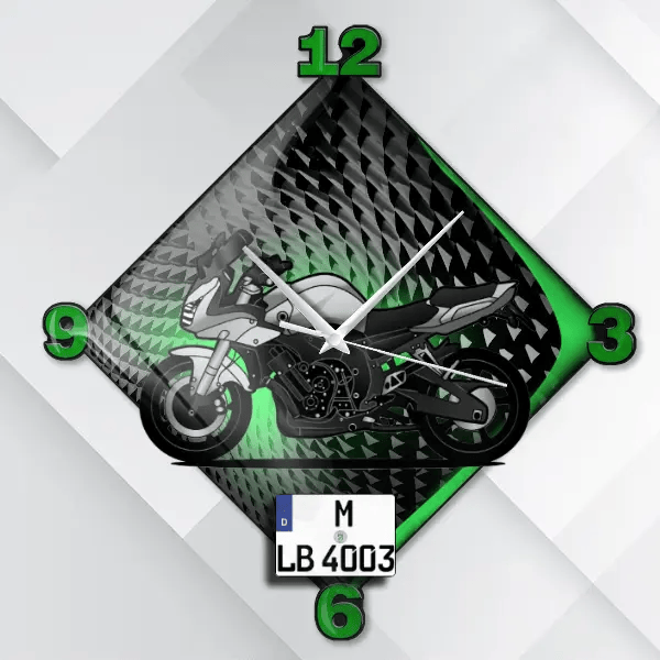 FZ1 Wanduhr personalisiert mit deinem Motorrad u. Kennzeichen!