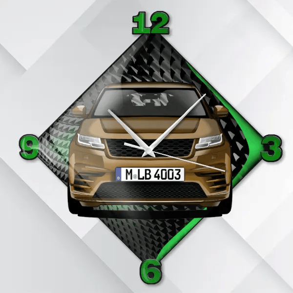 Velar Wanduhr personalisiert mit deinem Auto u. Kennzeichen!