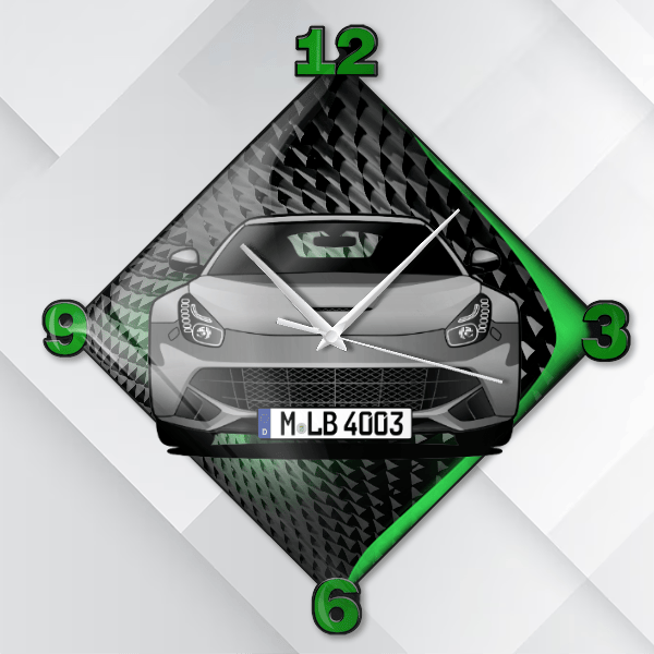 F12 Coupe Wanduhr personalisiert mit deinem Auto u. Kennzeichen!