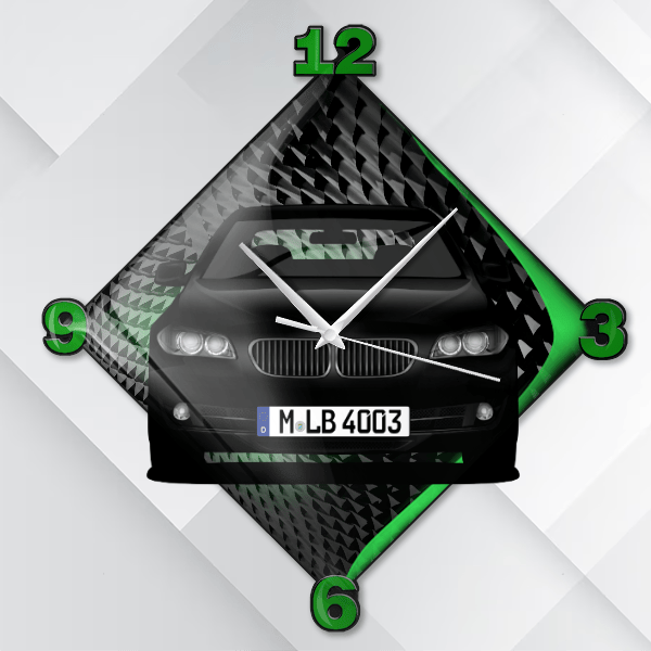 D5 Wanduhr personalisiert mit deinem Auto u. Kennzeichen!