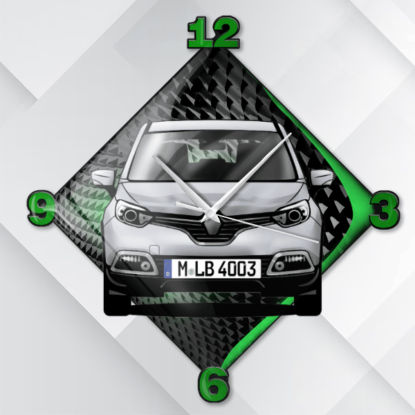 Captur Wanduhr personalisiert mit deinem Auto u. Kennzeichen!