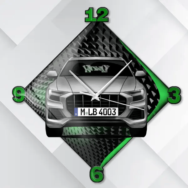 Q8 Wanduhr personalisiert mit deinem Auto u. Kennzeichen!