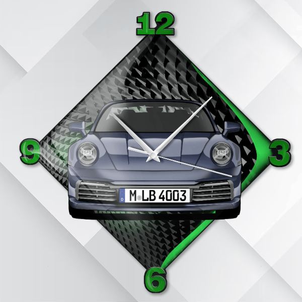 911 992 Cabriolet Wanduhr personalisiert mit deinem Auto u. Kennzeichen!