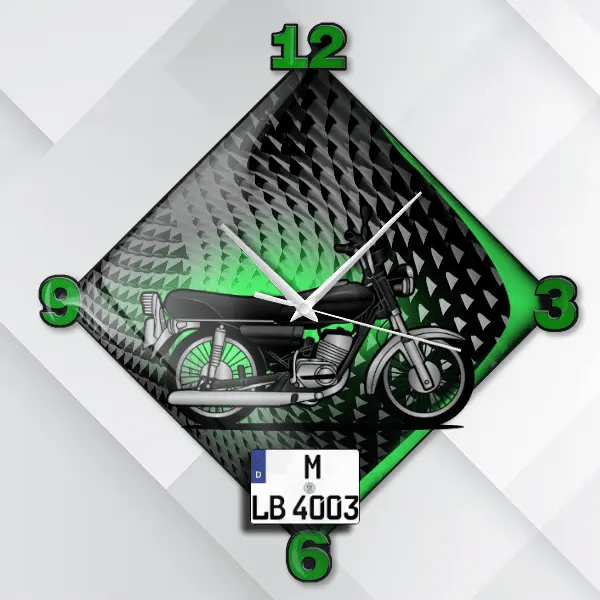 RS-100T Wanduhr personalisiert mit deinem Motorrad u. Kennzeichen!