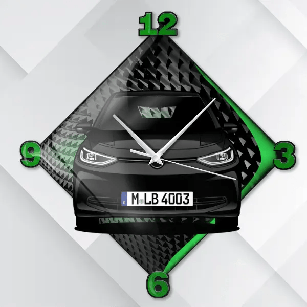 ID.3 Wanduhr personalisiert mit deinem Auto u. Kennzeichen!