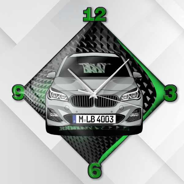 2er Reihe Gran Tourer Wanduhr personalisiert mit deinem Auto u. Kennzeichen!