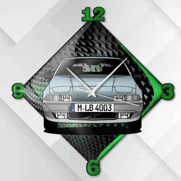 480 (3-Türer) Wanduhr personalisiert mit deinem Auto u. Kennzeichen!