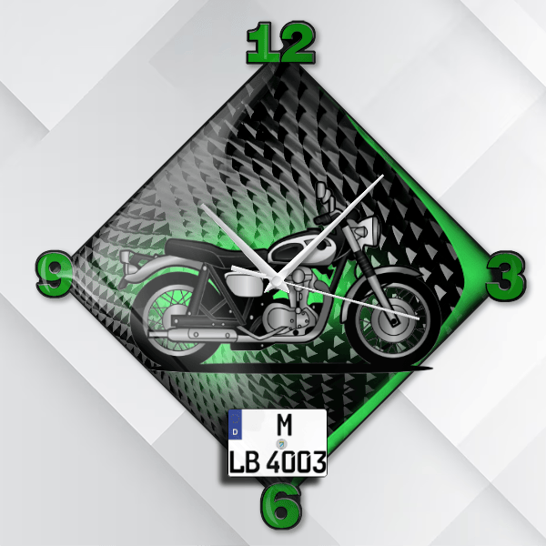 W 800 Wanduhr personalisiert mit deinem Motorrad u. Kennzeichen!