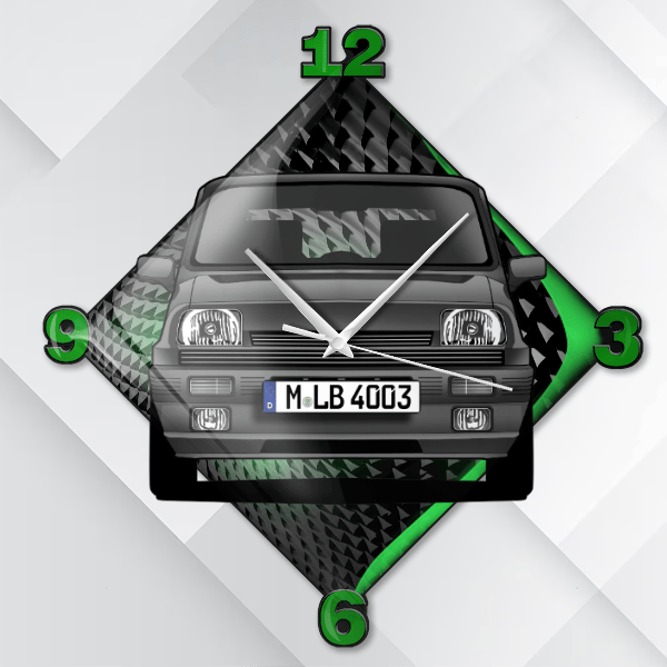 5 (3-Türer) Wanduhr personalisiert mit deinem Auto u. Kennzeichen!