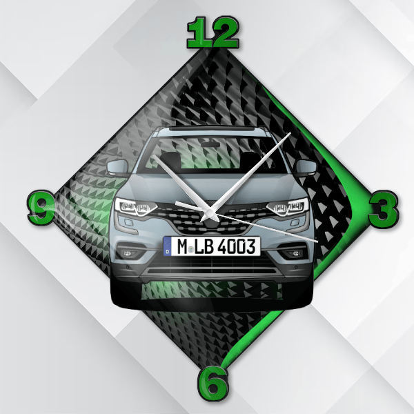 Koleos Wanduhr personalisiert mit deinem Auto u. Kennzeichen!