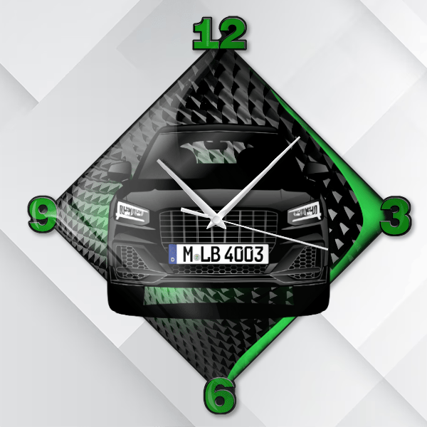SQ2 Wanduhr personalisiert mit deinem Auto u. Kennzeichen!