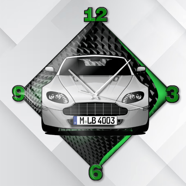 Vantage Roadster Wanduhr personalisiert mit deinem Auto u. Kennzeichen!