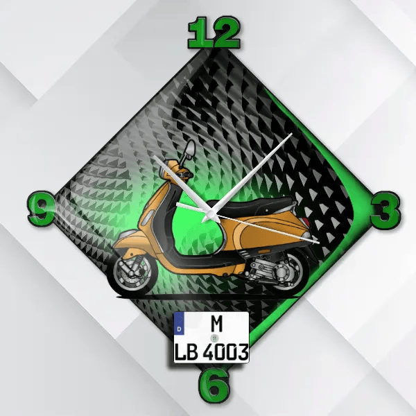 Vespa LX50 Wanduhr personalisiert mit deinem Motorrad u. Kennzeichen!