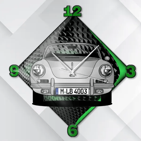 356 C Roadster Wanduhr personalisiert mit deinem Auto u. Kennzeichen!