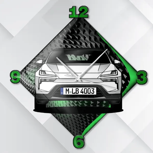 4 Wanduhr personalisiert mit deinem Auto u. Kennzeichen!