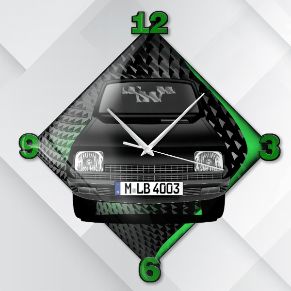 5 (3-Türer) Wanduhr personalisiert mit deinem Auto u. Kennzeichen!