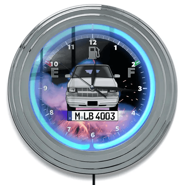 Astro Neon Wanduhr personalisiert mit deinem Auto u. Kennzeichen!