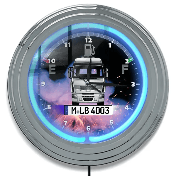 Premium Neon Wanduhr personalisiert mit deinem LKW u. Kennzeichen!
