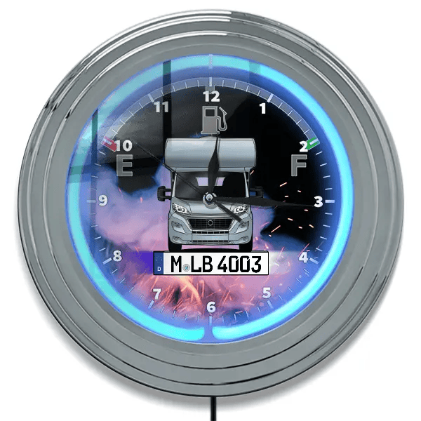 A70 Neon Wanduhr personalisiert mit deinem Wohnwagen u. Kennzeichen!