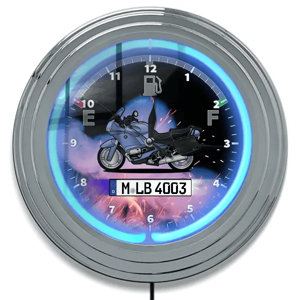 R 1150 RS Neon Wanduhr personalisiert mit deinem Motorrad u. Kennzeichen!