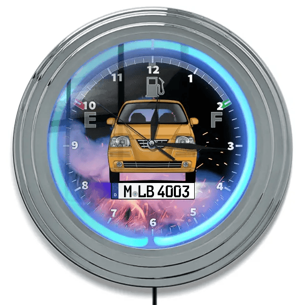 Atos Prime Neon Wanduhr personalisiert mit deinem Auto u. Kennzeichen!