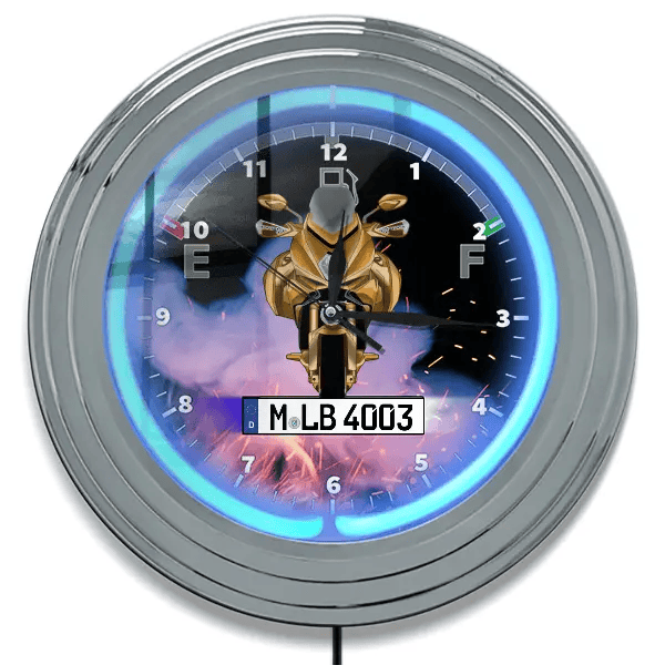 Turismo Veloce Neon Wanduhr personalisiert mit deinem Motorrad u. Kennzeichen!