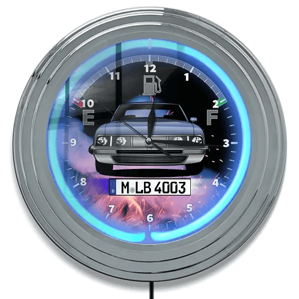 SM (3-Türer) Neon Wanduhr personalisiert mit deinem Auto u. Kennzeichen!